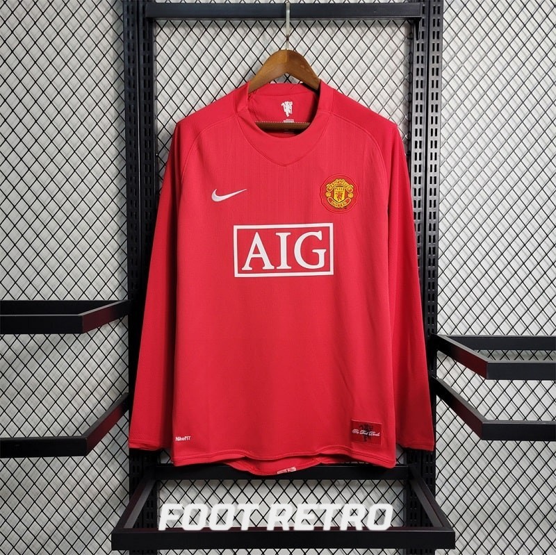 MAILLOT RETRO VINTAGE MANCHESTER UNITED HOME 2007-08 MANCHES LONGUES